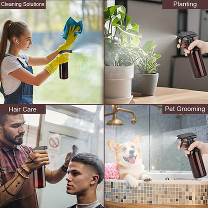 12oz/350ml Plastic Spray Bottles 1 Pack, Adjustable Mist/Stream | Refillable heavy duty spray containers for plants, cooking, hair care and household cleaning - color: 12oz-Brown