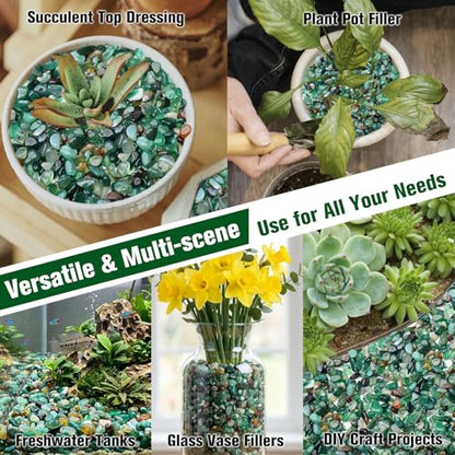 Halatool 6LB Green Agate Aquarium Gravel, 0.35"-0.6" Landscaping Pebbles | Polished, Safe, Fish Tank Gravel for Fish Tanks, Succulents, Plant Top Dressing, Fairy Gardens, Vase Filler, Home Decor - size: 6 LB, style: Green Pebbles