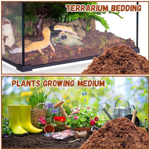 6 Pack Coconut Fiber Substrate, Natural Coco Coir Reptile Bedding | Reptile Substrate for Tortoises, Snakes, Hermit Crabs, Bearded Dragon and Turtles, Bioactive Terrarium Soil & Plant Substrate - color: 6 Pack