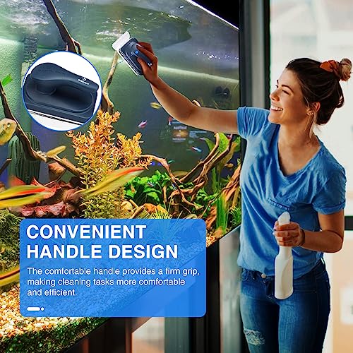 fishkeeper Aquarium Magnetic Glass Cleaner, Fish Tank Algae Cleaning Tool | Magnetic Fish Tank Cleaner Brush with 2 Scrapers, Self-floating Mag Float Scrubber for 0.25-0.625 Inch Glass and Acrylic Tank - size: Large for Glass Thickness：1/4"-5/8"