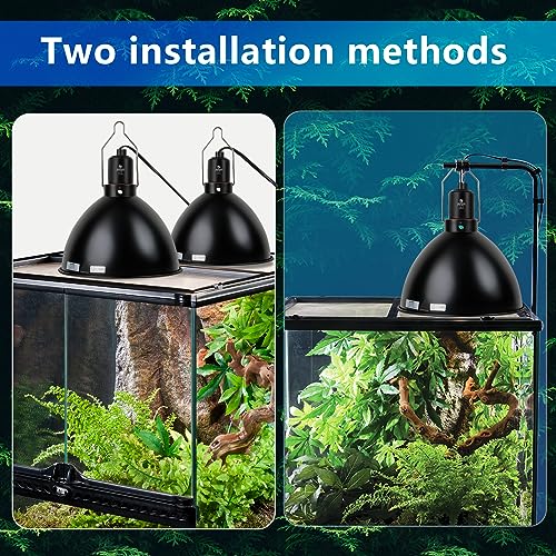 Reptile Light Fixture, 8.5 inch Optical Reflection Dome Heat Lamp Fixture, UVB Heat Basking Lamp Fixture for Amphibian Reptile Terrariums - size: 8.5in Dome