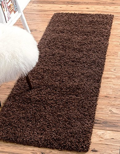 Unique Loom Solid Shag Collection Area Rug (2' 2" x 6' 5" Runner, Chocolate Brown) - color: Chocolate Brown, size: 2'2" x 6'5" (Rectangular)