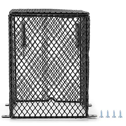 TOPINCN Reptile Heater Guard Anti Scald Heating Bulb Lamp Enclosure Cage Protector Heat Light Mesh Cover Lampshade for Day Night Lights Ceramic Light Bulb (Cubiod) - color: Cubiod