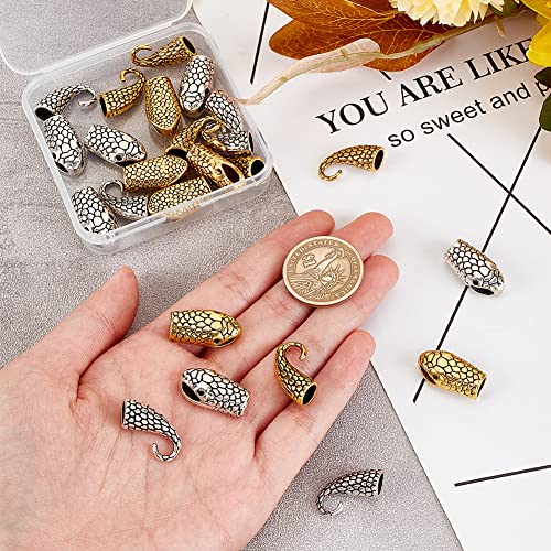 NBEADS 12 Sets Snake Shaped Hook Bracelet Clasps Set, 2 Colors Tibetan Alloy Crafts Snake Head and S Hook Ring Toggle Clasps End Connectors Jewelry Findings for Bracelet Jewelry Making