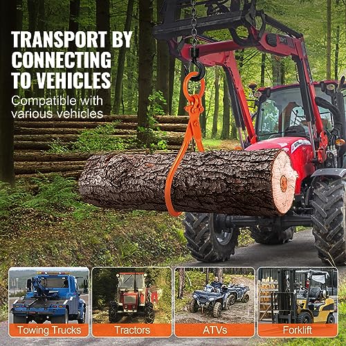 VEVOR Log Skidding Tongs, 18 inch 2 Claw Log Lifting Tongs, Heavy Duty Steel Lumber Skidding Tongs, 772 lbs/350 kg Loading Capacity, Log Lifting, Handling, Dragging & Carrying Tool - style: 18in-O-Ring