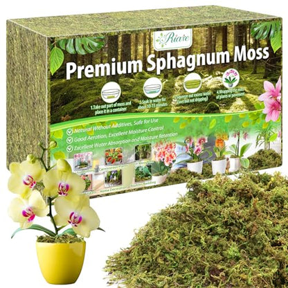 Riare 2.8LB Premium Sphagnum Moss for Plants- 55QT Natural Dried Plant Moss | Moisture Retention & Drainage Orchid Moss for Repotting, Succulents, Carnivorous, Ferns, Green Moss for DIY Craft, Reptiles - size: 55 QT(Appx.2.8lbs)