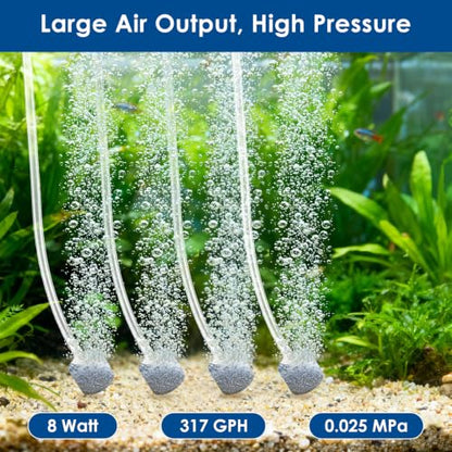 AquaMiracle Quiet Aquarium Air Pump 200/317/475GPH High Pressure Commercial Air Pump Pond Aerator Bubbler Hydroponics Air Pump Oxygen Pump - size: For Tanks up to 800 Gal