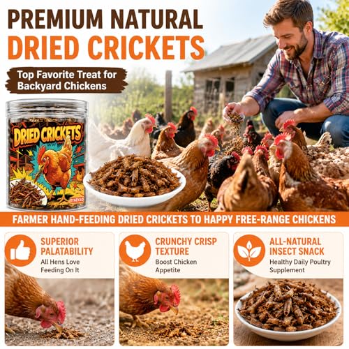 Natural Dried Crickets, Food for Bearded Dragons, Wild Birds, Chicken, Fish, Reptiles & Small Pets (4 oz Resealable Can), High Protein Natural Pet Treats