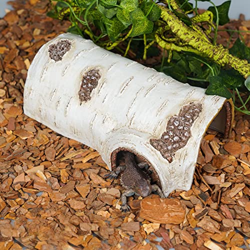 Reptile Hide Caves Simulation Tree Hideout Snake Hide - Large | Leopard Gecko Terrarium Plastic Plant Leaves Ornament Habitat Shelter Decor for Lizard Hermit Crab Spider Frog Amphibians