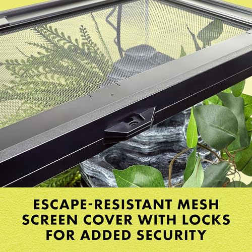 Zilla Critter Cage 10 Gallon Reptile Terrarium & Small Animal Habitat, Glass Enclosure with Sliding Locking Screen Top, Escape-Resistant Mesh, Cord Access Ports, 20.5"x11"x 12.8" - size: 10 Gallons
