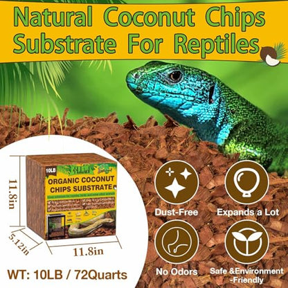 Halatool 1.1LB Sphagnum Moss & 10LB Coco Chips Substrate for Reptiles, Terrariums, Humidity Retention, Bedding, Nesting & Burrowing