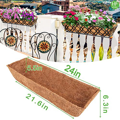 HFHOME 2Pcs 24" Trough Coco Fiber Replacement Liner, Natural 24 in Window Deck Coco Replacement Liner for Window Box - size: 24in