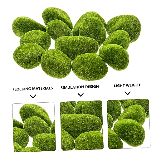jojofuny 13pcs Artificial Stone Decoration Faux Balls for Decoration Fake Moss Sphagnum Terrarium Preserved Home Accessories Ornament Fairy Garden Decor Moss Stone Green Foam