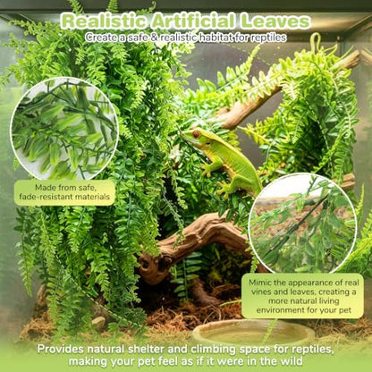 PINVNBY Reptile Plants Hanging Fake Vines Boston Climbing Terrarium Plant with Suction Cup for Bearded Dragons Lizards Geckos Snake Pets Hermit Crab and Tank Habitat Decorations (4 Pack) - size: 4PCS