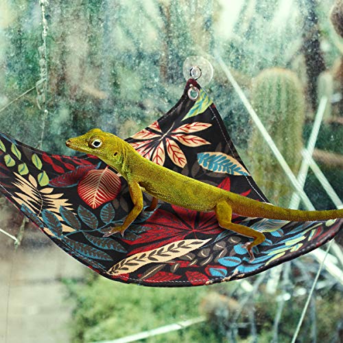 Bearded Dragon Hammock, Reptile Lizard Lounger Ladder Accessories Terrarium Habitat Decor for Large Small Bearded Dragons Geckos Lizards Snakes (Black)