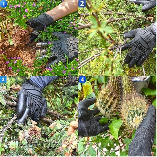 Garden Gloves with Claws Wild Field Work Gardening Yard Gloves Safe Glove for Planting, Digging, Collecting, Black