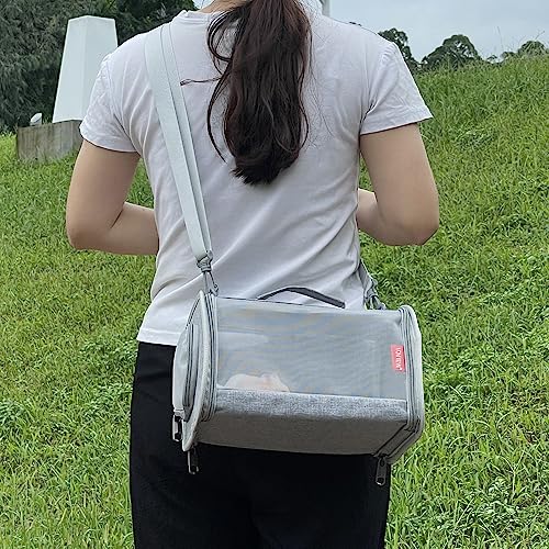 Guinea Pig Carrier Travel Small Animal Carrier Bag Lizard Bird Rabbit Carrier Cage Squirrel Breathable Bag Portable Travel Hamster Small Pet Hangbag (Small, Gray) - color: gray, size: Small