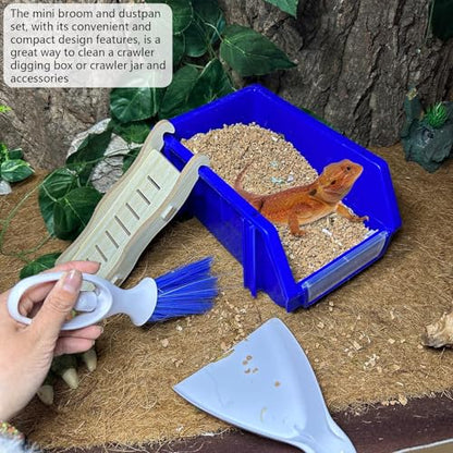 Reptile Digging Box Plastic Leopard Gecko Burrowing Habitat Hide Box with Wooden Ladder Compatible with Terrariums Tailored for Juvenile Bearded Dragons and Snake in Compact Setups (Blue) - color: Blue