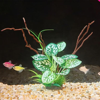 2pcs Reptile Artificial Plants, Terrarium Plants Decorations Supplies, Aquarium Fish Tank Plant, Amphibian Habitat Hideout Tank Accessories (White + Red Leaves)