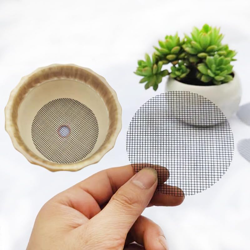 20Pack 4 Inch Plant Pot Hole Mesh Pads Drainage Hole Cover Prevent Soil Loss Bonsai Grid Mat for Terrariums Pots Planters Indoor Outdoor Use