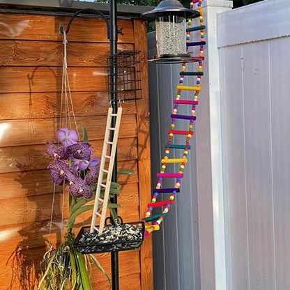 Bird Ladder Toys Coloured Flexible Parrot Swing Bridge Wooden Cockatiel Cage Hanging Climbing Ladder (39 in (16 Steps)) - size: 39 in (16 Steps)