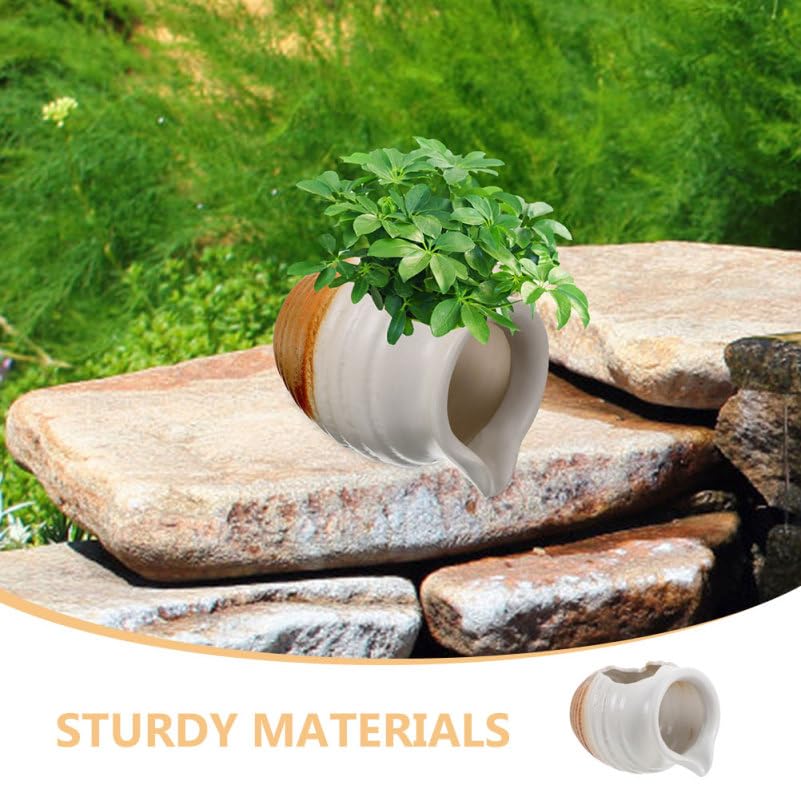 SUPVOX Ceramic Jar Fountain Attachment: 4.8" Miniature Clay Pot Spout Waterfall Accessory for DIY Aquarium Fish Tank, Tabletop & Garden Decor (Pump NOT Included)