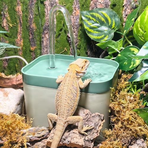 Tfwadmx Reptile Waterfall Reptile Water Fountain Lizard Drinking Fountain Chameleon Water Dripper, Bearded Dragon Cage Accessories for Lizard Gecko Snake (Green) - color: Green