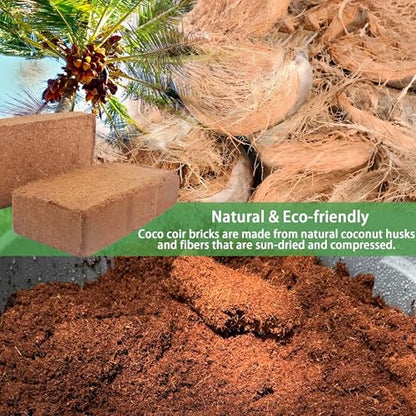 Coco Coir Brick for Organic Coconut Soil - 2 Pack With Low EC & PH Balance - High Expansion Fiber for Herbs & Flowers - Renewable Planting Medium - size: 2 Pack