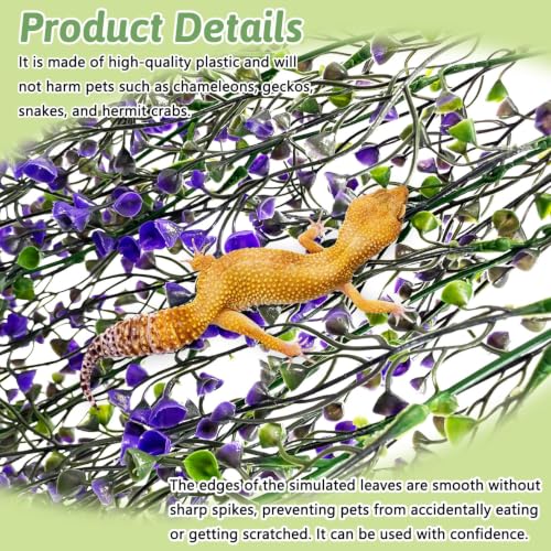 PINVNBY 8 Pack Reptile Plants Terrarium Hanging Fake Vines with Suction Cup Artificial Leaves for Bearded Dragons Lizards Geckos Snake Hermit Crab (4PCS Green, 2PCS Purple and 2PCS Red) - color: 8pcs (4 X Green, 2 X Purple, 2 X Red)