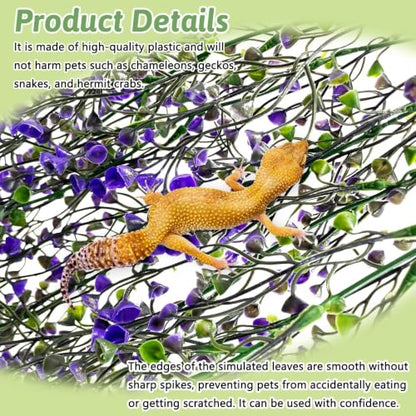 PINVNBY 8 Pack Reptile Plants Terrarium Hanging Fake Vines with Suction Cup Artificial Leaves for Bearded Dragons Lizards Geckos Snake Hermit Crab (4PCS Green, 2PCS Purple and 2PCS Red) - color: 8pcs (4 X Green, 2 X Purple, 2 X Red)