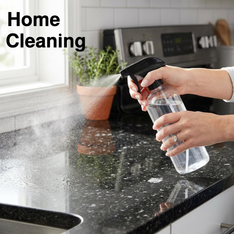 EPAuto Heavy Duty Chemical Resistant Spray Bottles with Sprayer (16 oz), Clear, 3-Pack