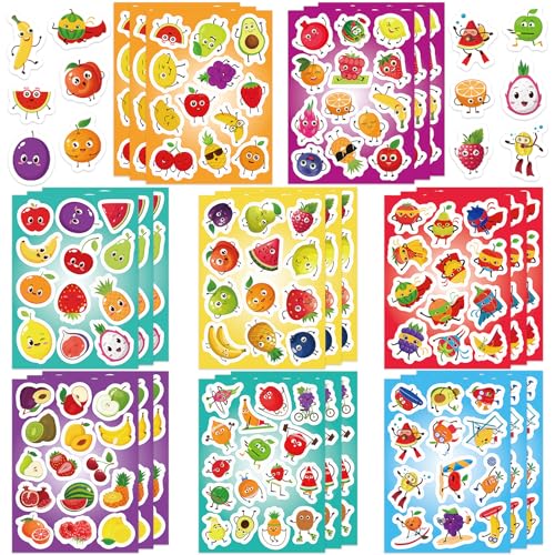 312Pcs Fruit Stickers, Self Adhesive Fruit Theme Sticker Pineapple Apple Strawberry Stickers for Scrapbooks Envelopes Cards Gifts Crafts Party Favors Class Rewards - style: Fruit