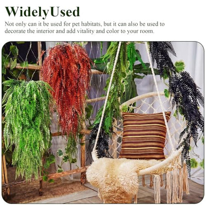 8 Pack Reptile Plants Terrarium Hanging Plant Vine Boston Climbing Terrarium Plant with Suction Cup for Bearded Dragons Lizard Crested Gecko Snake Crab Tank(Vivid Series,3 Colors) - style: Vivid Series