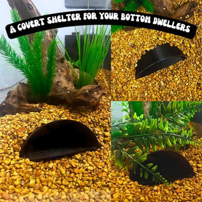 REEFSHAPE Aquarium or Terrarium Pocket Cave | Minimalist Shelter Cave for Fish, Shrimp, Reptiles, Amphibians, & More! | Made in USA (Pocket Cave, Black) - style: Pocket Cave, Black