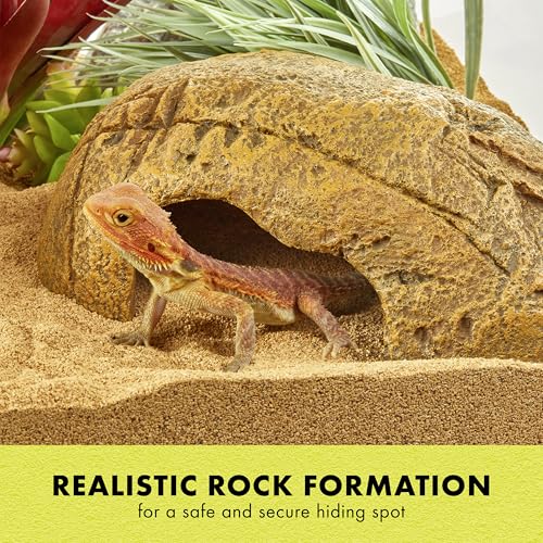 Zilla Rock Den, Naturalistic Rock Décor, Ideal Hideaway for Snakes, Skinks, Geckos, Bearded Dragons, Medium - size: Medium