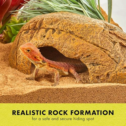 Zilla Rock Den, Naturalistic Rock Décor, Ideal Hideaway for Snakes, Skinks, Geckos, Bearded Dragons, Medium - size: Medium