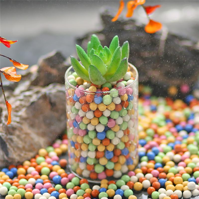 2 lb Clay Pebbles Clay Balls for Plants 6mm-8mm Mini Hydroponics Ceramic Ball Horticultural Grade Succulent Soil,for Plant Pots Vase Fillers Hydroponic Growing,Colourful - color: Colourful