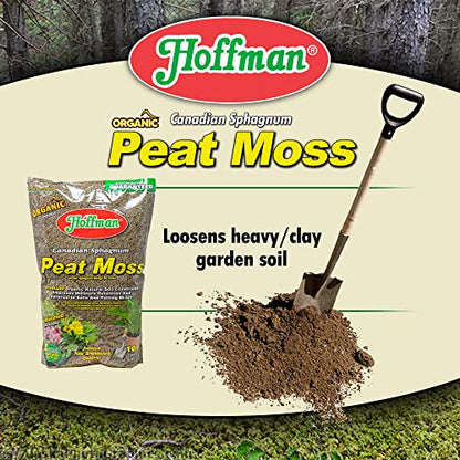 Hoffman Canadian Sphagnum Peat Moss Soil Conditioner to Improve Moisture Retention and Aeration, 10qt Bag - size: 1, style: Peat Moss