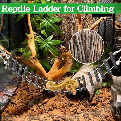 VCEPJH Reptile Climbing Bridge 39 in Long Bearded Dragon Wooden Ladder for Terrarium Crested Gecko Tank Accessories Toys Suit for Lizard Ball Pythons Tree Frog Snake Leopard Gecko - size: L-39in