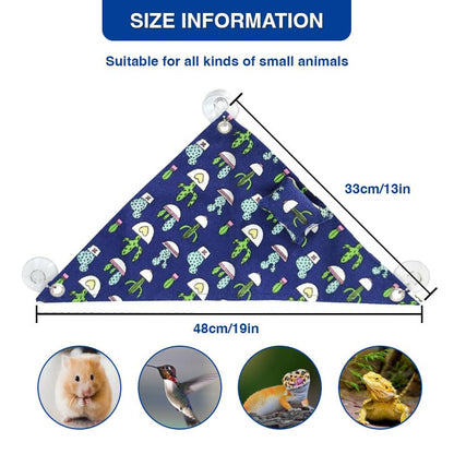 Bearded Dragon Hammock Swing Hanging Reptile Bed Lounger with Pillow Hooks & Suction for Large Small Bearded Dragons Geckos Lizards Snakes (Blue) - color: Blue