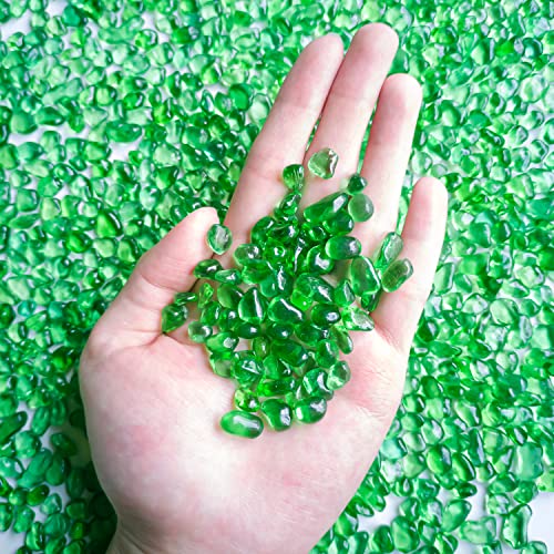 Keedolla Aquarium Gravel Fish Tank Rocks Pebbles Small, Irregular Sea Glass Pebbles Stones for Crafts, Vase Fillers, Aquarium, Fish Turtle Tank Decorations 0.93LB - color: Green, size: 0.93 Pound