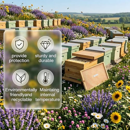 2Pcs Bee Hive Inner Cover 10 Frame with 2 Bee Escapes | Beeswax-Coated Fir Wood, Vents Reduce Moisture. Notch Feeds Syrup. Fits 10-Frame Langstroth. Maintains Stable Temp.