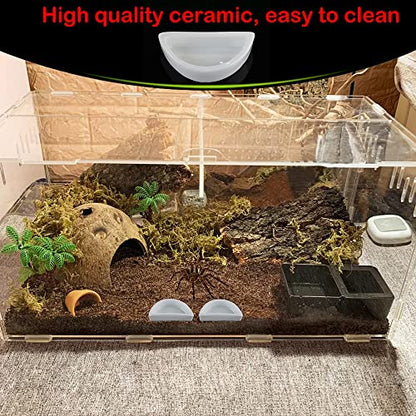 6 Pcs Spider Micro Water Bowl Hermit Crab Mini Ceramic Dish for Spider Hermit Crab Tarantula Millipede (Semicircle Shape)
