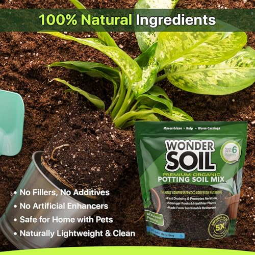 | Organic Potting Soil | 12 QUARTS of Ready to Plant Coco Coir Fully Loaded with Nutrients | 3 LBS Bag Expands to 12 Quarts of Indoor Outdoor Soil | Incl Worm Castings, Perlite
