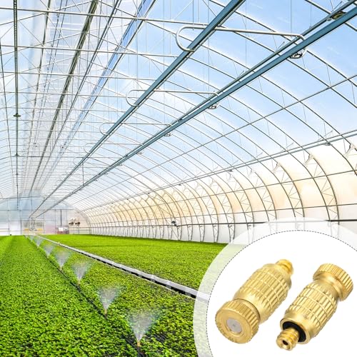 30 Pack 0.020" (0.5 mm) 10-24 UNC Brass Misting Nozzles High Pressure Misting System Heads Sprayer for Outdoor Cooling System Anti-drip Fogging Spray Heads for Gardening Landscaping Cooling