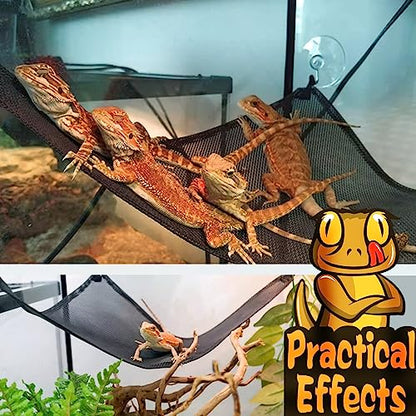 2PCS Bearded Dragon Hammock Reptile Hammock for Bearded Dragon Tank Accessories,Breathable Mesh Reptile Bed and Rest for Geckos Lizards,Snakes,Chameleon,Fish - size: 19*13*13inch