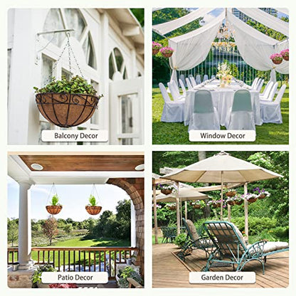 GreatBuddy 4 Pcs Coconut Hanging Basket Liners 16 Inch, Sturdy Round Coco Liners for Planters, Perfect Replacement for the Old, 100% Natural, Easy to Straighten Out - size: 16 inch