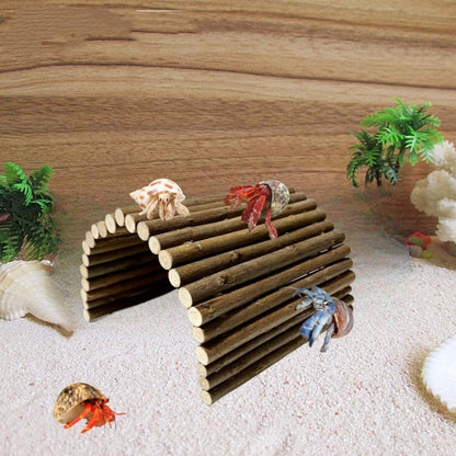 Hermit Crab Hideout, Hermit Crab Climbing Toys, Wooden Reptile Hideout, Climb Bridges for Lizard Chameleon Hamster Rats Chinchilla Guinea Pig Rabbit Bearded Dragon (4 x 8 inches)