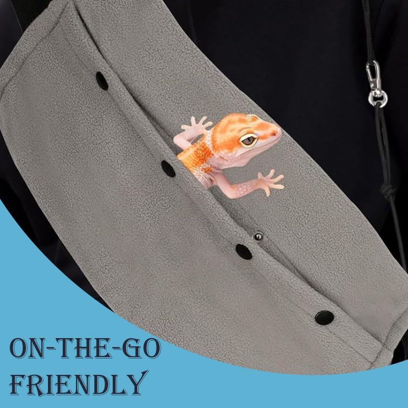 Small Animal Sling Carrier,Small Animal Bag for Bearded Dragons Lizards and Reptile with Adjustable Strap Tow Rope 3 Sizes Pack + Small Animal Sling Carrier（Grey） - color: Grey