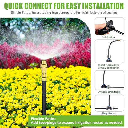 200FT 360° Adjustable Drip Irrigation Kit System for Garden Sprinklers for Yard Garden Watering System with 32 Nozzles Raised Bed Greenhouse Plant Watering Devices Misting System - size: 200FT + 32pcs nozzles